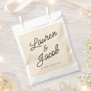 Modern Minimal Minimalist Light Champagne Wedding Favour Bag