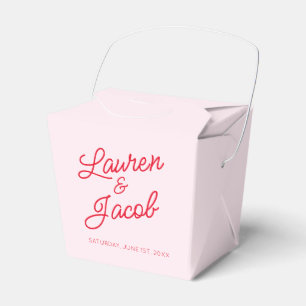 Modern Minimal Minimalist Pink and Red Wedding Favor Box