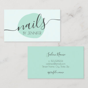 Modern minimal mint green nails business card