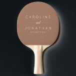 Modern Minimal Mocha Brown Custom Wedding Names Ping Pong Paddle<br><div class="desc">Elevate your wedding celebration with this Modern Minimalist Custom Wedding Names Ping Pong Paddle in a chic mocha brown design. Featuring sleek typography and a clean, contemporary style, this paddle adds a personalized touch to your special day. Perfect for wedding games or as a unique keepsake, customize it with the...</div>