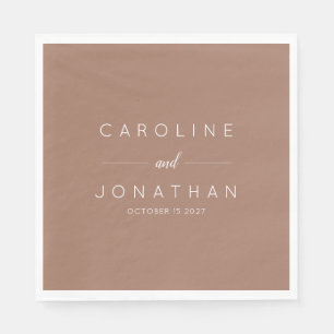Modern Minimal Mocha Brown Script Custom Wedding Napkin