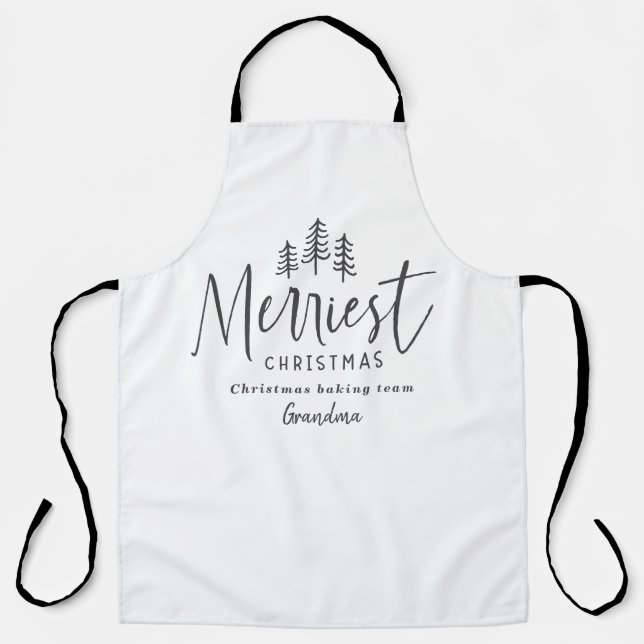Modern minimal monochrome Christmas family baking Apron (Front)