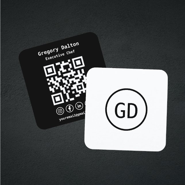 Modern Minimal Monochrome Typography  Square Business Card (Creator Uploaded)