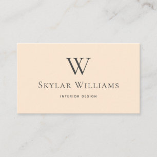 Modern Minimal Monogram Beige Business Card