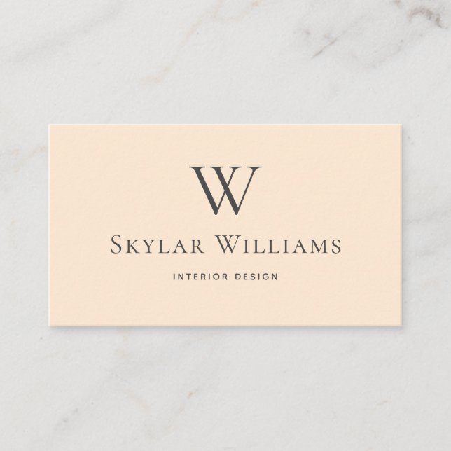 Modern Minimal Monogram Beige Business Card (Front)