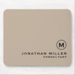 Modern Minimal Monogram Beige Mouse Pad<br><div class="desc">Modern Minimal Monogram Name Title Custom Black Classic Block Typography Solid Beige Mouse Pad. Personalize this stylish beige mousepad with your monogram,  name,  title or text of your choice.</div>