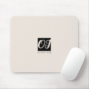 Modern minimal Monogram   Black and Blush Pink Mouse Pad