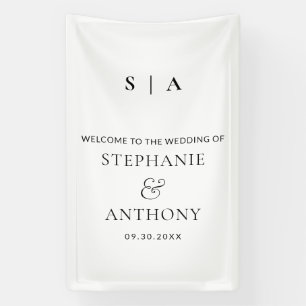 Modern Minimal Monogram Black and White Wedding   Banner