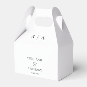 Modern Minimal Monogram Black and White Wedding Favor Box