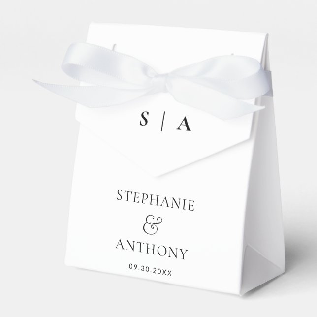 Modern Minimal Monogram Black and White Wedding    Favor Box (Front Side)
