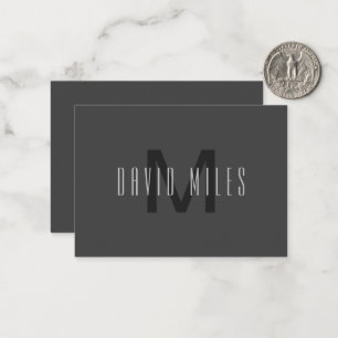 Modern Minimal Monogram Design Editable Dark Grey Card