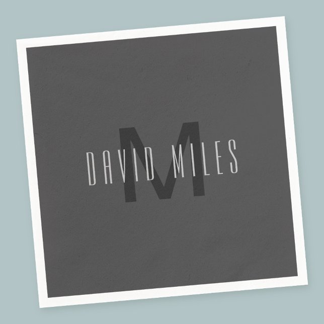 Modern Minimal Monogram Design Editable Dark Grey Napkin (Creator Uploaded)