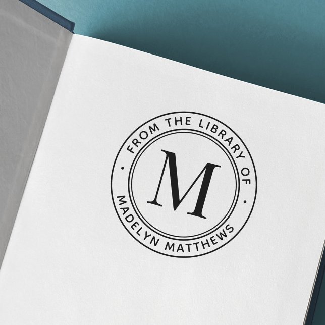 Modern minimal monogram from the library of book self-inking stamp (Creator Uploaded)