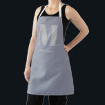 Modern Minimal Monogram Initial Grey Name Apron<br><div class="desc">Modern Minimal Monogram Initial Purple Grey Name Apron,  the perfect gift for anyone who loves to cook or craft!</div>