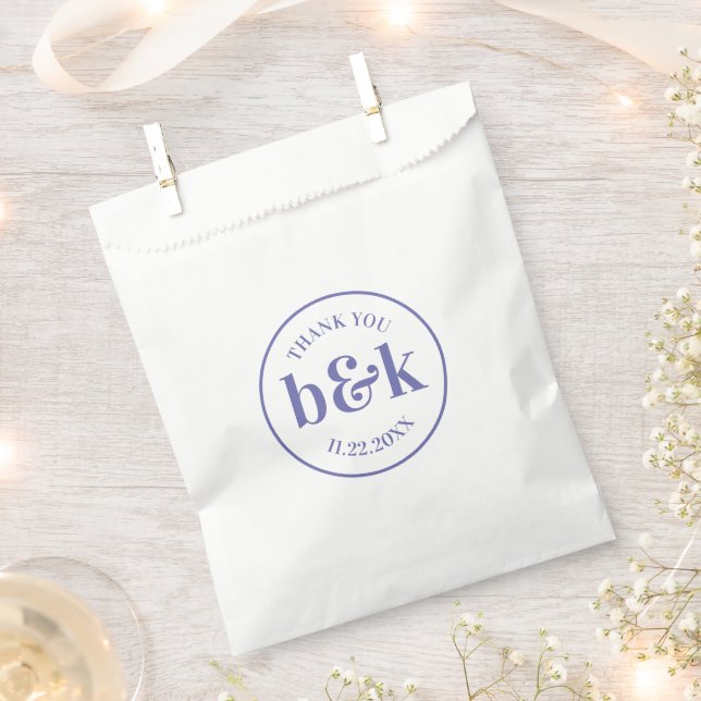 Modern Minimal Monogram Initials PURPLE Wedding Favour Bag (Clipped)