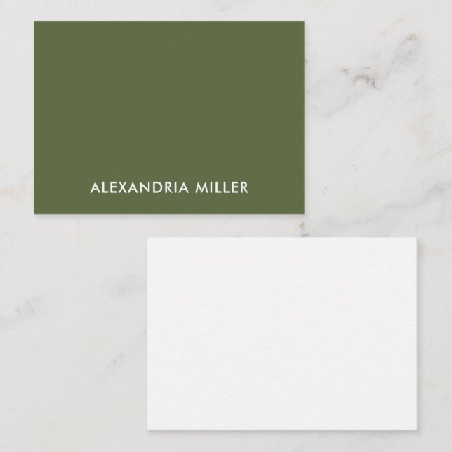 Modern Minimal Monogram Name Olive Card (Front/Back)