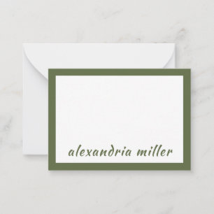 Modern Minimal Monogram Name Olive Card