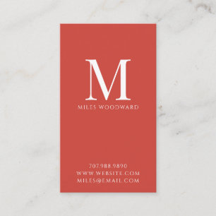 Modern Minimal Monogram Red Vertical Business Ca Card