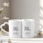 Modern Minimal Mr. and Mrs. Newlyweds Coffee Mug Set<br><div class="desc">Custom-designed lover's coffee mug set featuring Mr. Mrs.,  couple's last name,  and wedding date in a minimalist black and white design. This lover's mug set makes a perfect wedding and Valentine's Day gift for the newlyweds.</div>