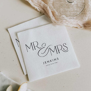 Modern Minimal Mr and Mrs. Wedding Napkin