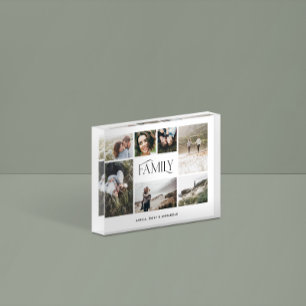 Modern minimal multi 7 photo family elegant block
