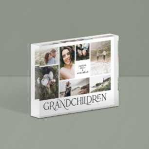 Modern minimal multi 7 photo grandchildren elegant block