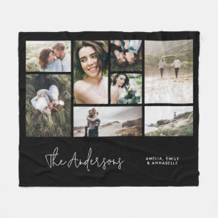 Modern minimal multi 8 photo family elegant fleece blanket