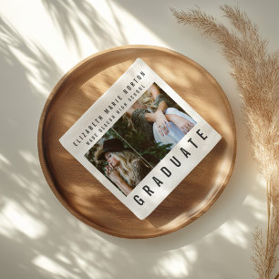 Modern Minimal Multi Photo Graduation Announcement Napkin