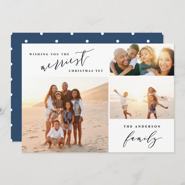 Modern minimal multi photo holiday script (Front/Back)