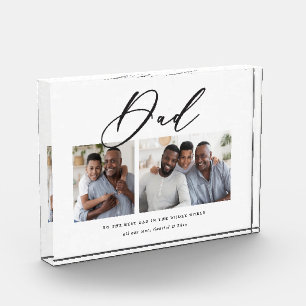 Modern minimal multi photo script dad gift block