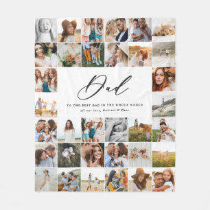 Modern minimal multi photo script dad gift  fleece