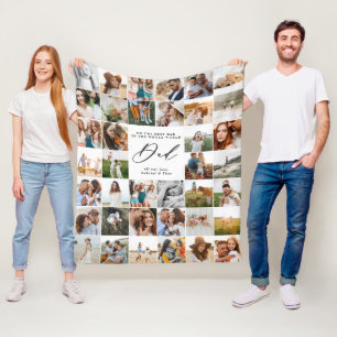 Modern minimal multi photo script dad gift  fleece