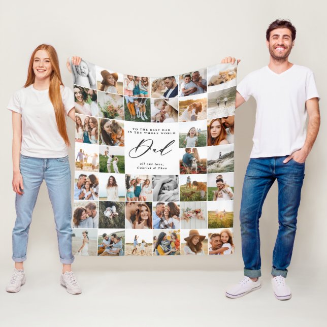 Modern minimal multi photo script dad gift  fleece (In Situ)
