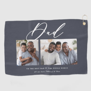 Modern minimal multi photo script dad gift golf to golf towel