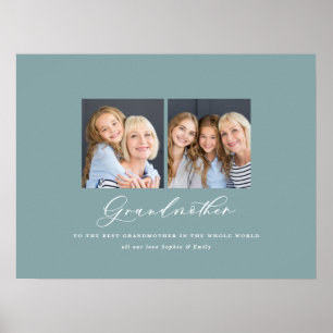 Modern minimal multi photo script grandmother gift poster