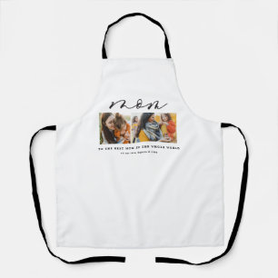 Modern minimal multi photo script mom gift apron