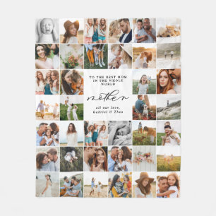 Modern minimal multi photo script mom gift fleece 