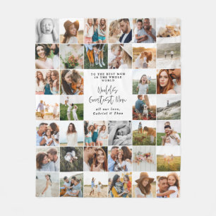Modern minimal multi photo script mom gift fleece