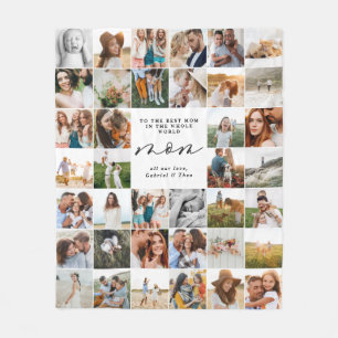 Modern minimal multi photo script mom gift fleece blanket