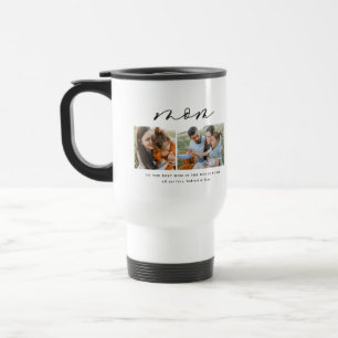 Modern minimal multi photo script mom gift travel mug