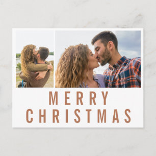 Modern Minimal Multi Photo Stylish Christmas Postcard