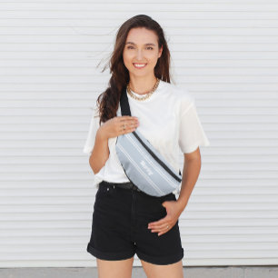 Modern Minimal Name Monogram Script Template Blue Fanny Pack