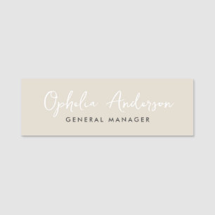 Modern minimal natural script boho QRcode Name Tag