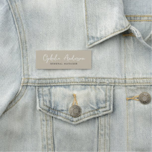 Modern minimal natural script boho QRcode Name Tag