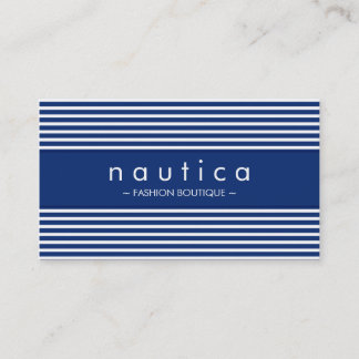 MODERN MINIMAL nautical striped navy blue white Business Card