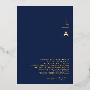 Modern Minimal Navy And Gold Monogram Wedding Real