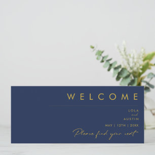 Modern Minimal Navy Blue Gold Seating Chart Header