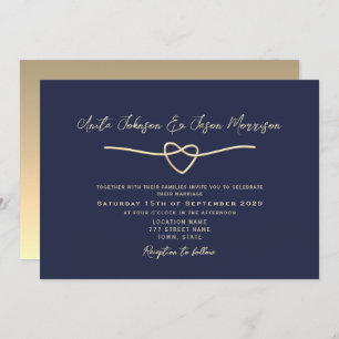 Modern Minimal Navy Blue Wedding Invitation