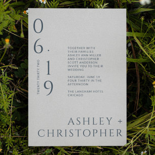Modern Minimal Navy & Grey Split Date Wedding Invitation