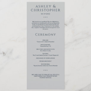 Modern Minimal Navy & Grey Wedding Ceremony Program